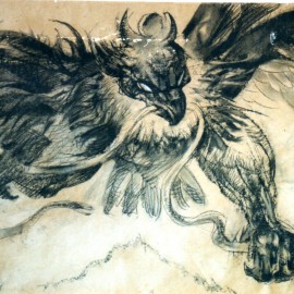 Mythical Bird (Four Powers Series) (2000), charcoal on paper, 34"x24"